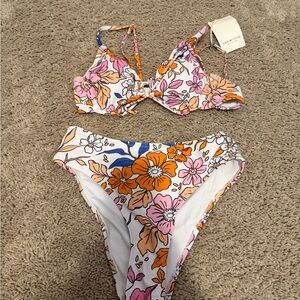 SHEIN Floral Bikini - Pink, Orange, Blue